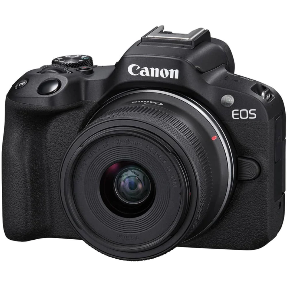 Cámara Canon Mirrorless EOS R50 con lente de 18-45 mm - Filmadorasperu