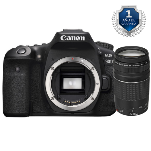 Cámara fotográfica Canon Eos 90d con lente EF 75-300MM F/4-5.6 III