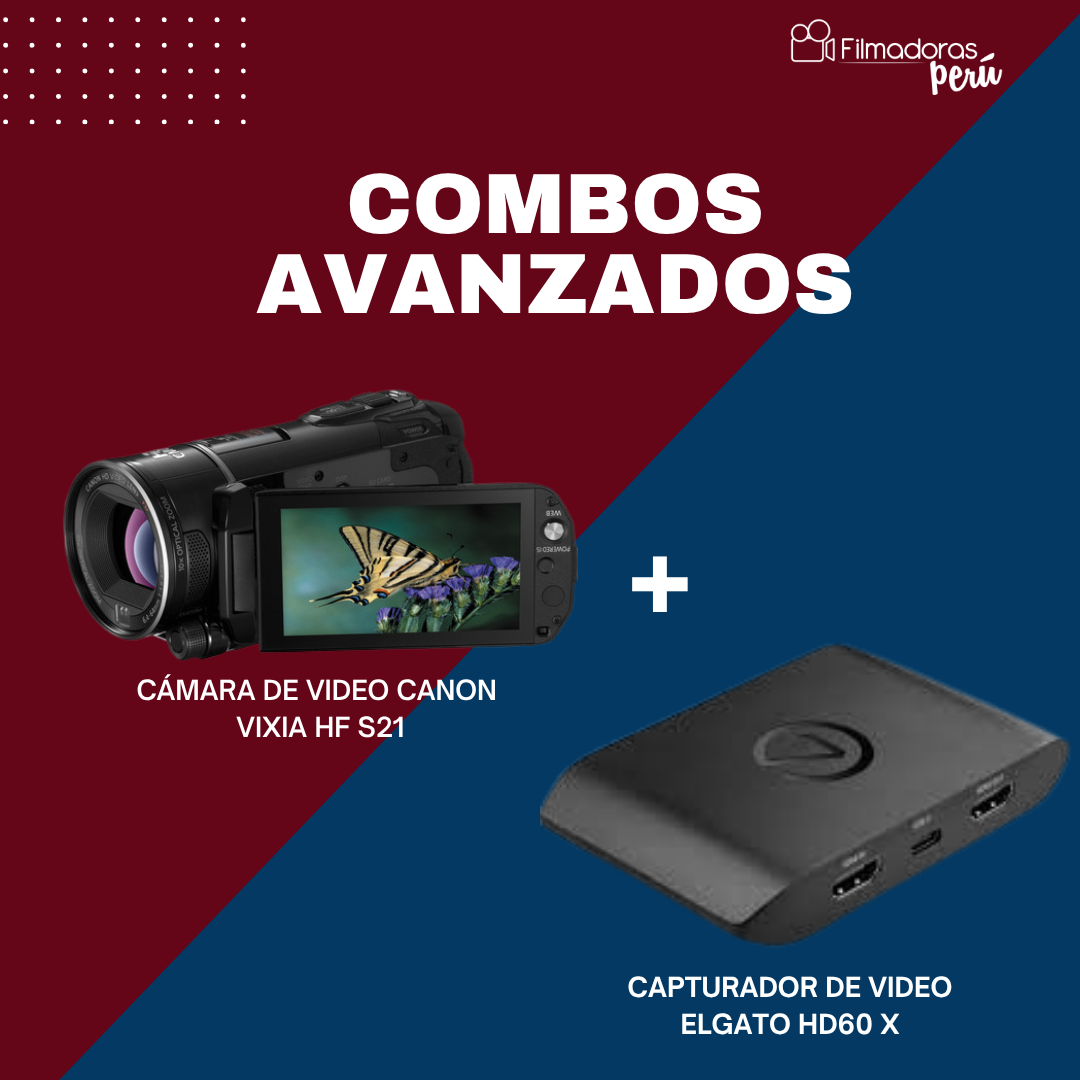 Combo avanzado (cámara de video Canon  VIXIA HF s21 + capturador de video  Elgato HD60 X)