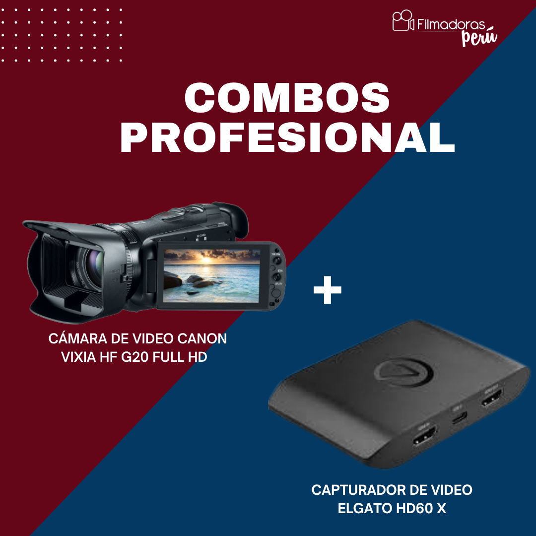 Combo profesional (Cámara de video Canon VIXIA HF G20 Full HD + capturador de video Elgato HD60 X)
