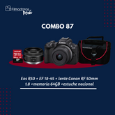 COMBO 87 (Eos R50 + EF 18-45 + lente RF 50mm 1.8 +memoria 64GB +estuche nacional)