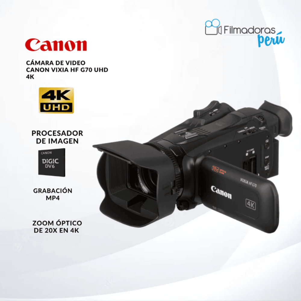 Cámara de video Canon Vixia HF G70 UHD 4k con Función de Streaming en Vivo - Filmadorasperu