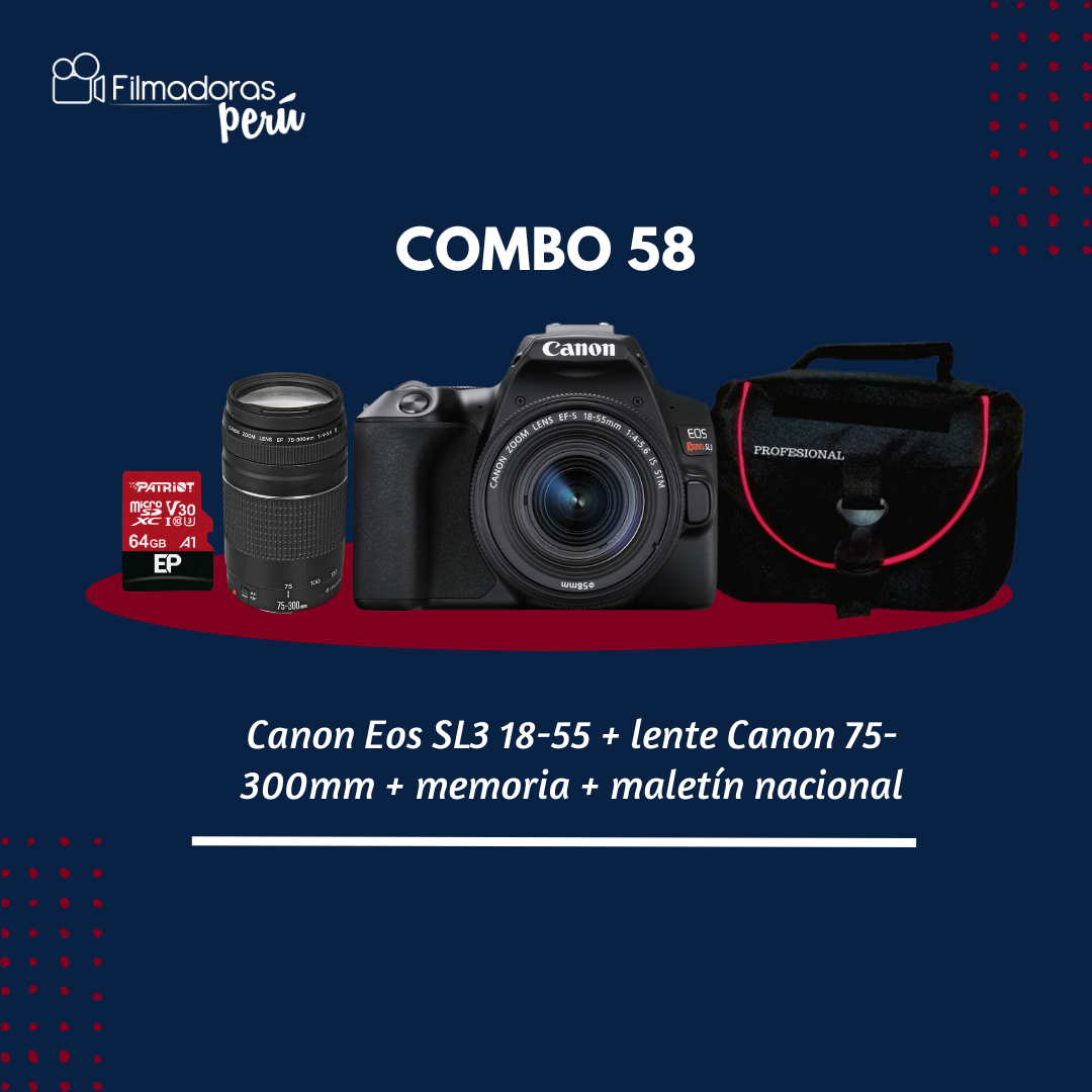 Combo 58 (SL3 18-55 + 75-300mm + Memoria + estuche)