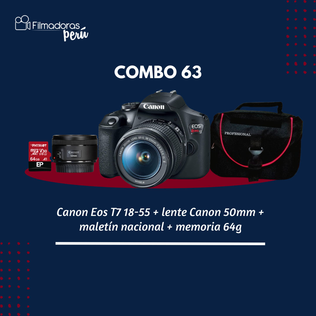 COMBO 63 (t7 18-55 + 50mm + Memoria+ estuche)