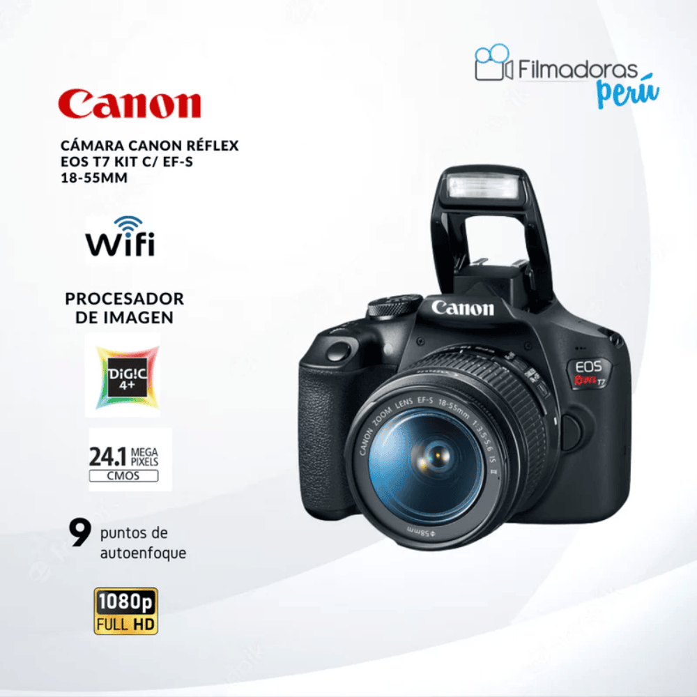 Cámara Canon Réflex Eos T7 KIT C/ EF-S 18-55mm IS - Filmadorasperu