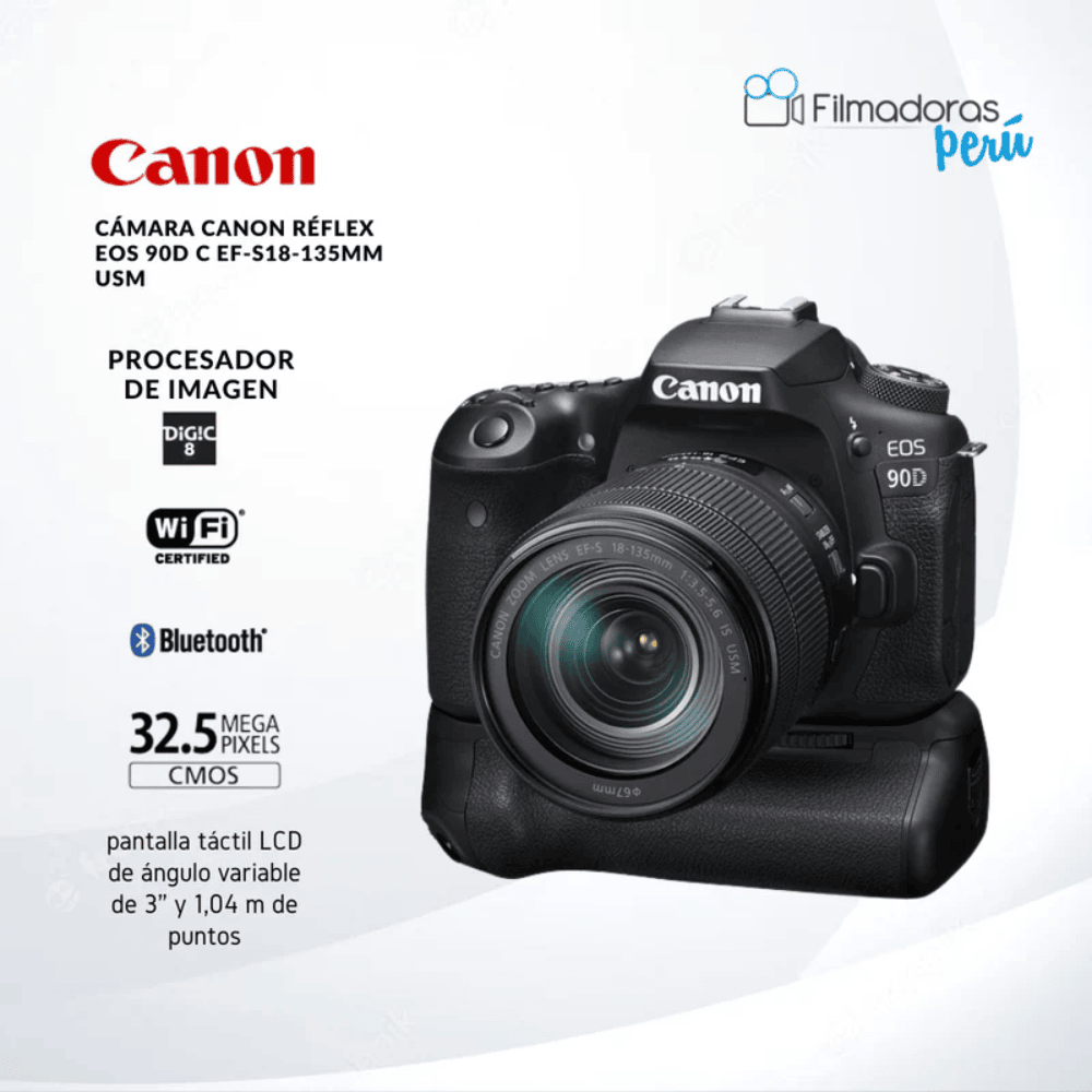 Cámara Canon Réflex Eos 90D C EF-S18-135mm USM - Filmadorasperu