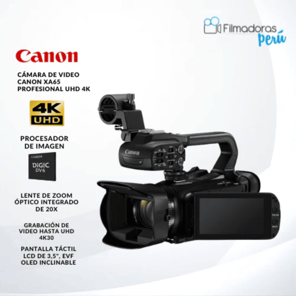 Cámara de video canon XA65 profesional UHD 4K con Función de Streaming en Vivo - Filmadorasperu