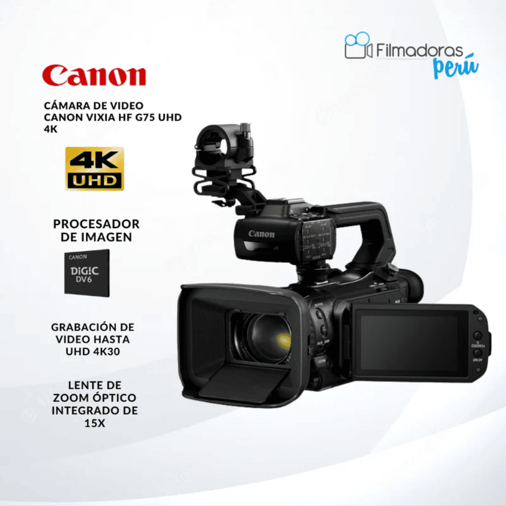 Cámara de video Canon XA75 UHD 4K con Función de Streaming en Vivo - Filmadorasperu