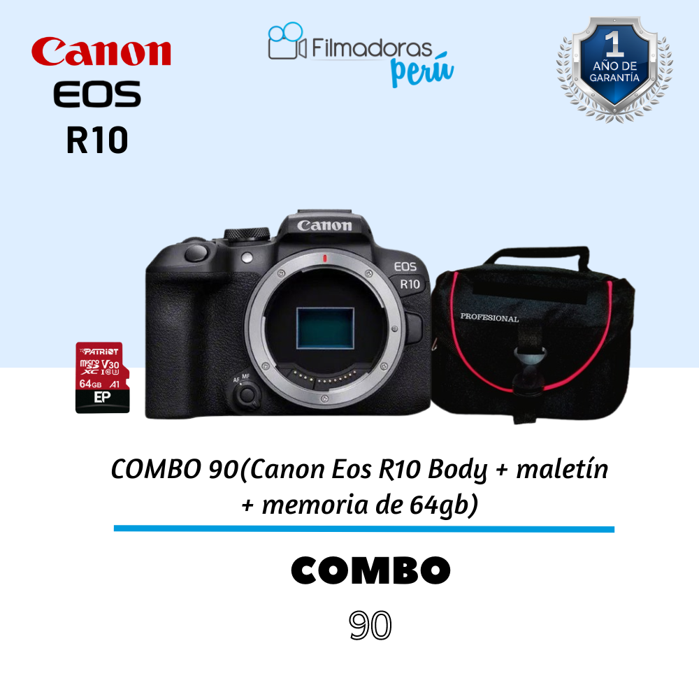 COMBO 90(Canon Eos R10 Body maletín +memoria de 64gb)