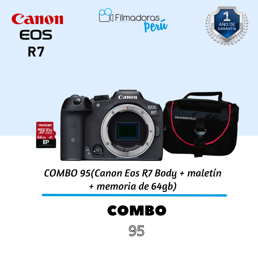 COMBO 95 (Canon Eos R7 Body + maletín  + memoria de 64gb)