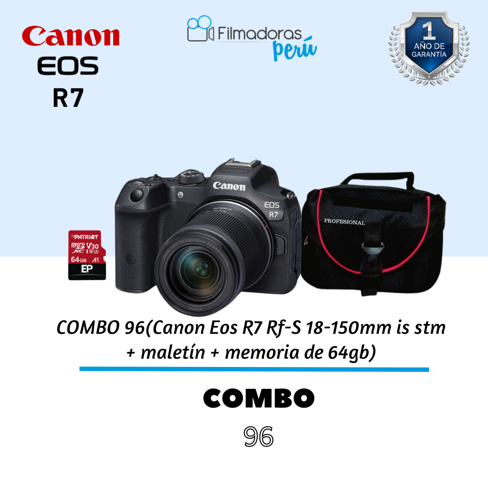 COMBO 96 (Canon Eos R7 Rf-S 18-150mm is stm  + maletín + memoria de 64gb)