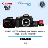 COMBO 75 (EOS 90D body + EF 50mm + memoria 64GB + estuche nacional)