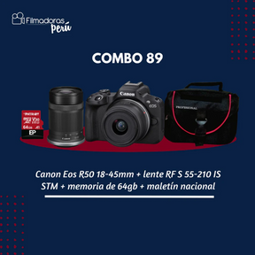 Cámara Canon Mirrorless EOS R50 con lente de 18-45 mm - Filmadorasperu