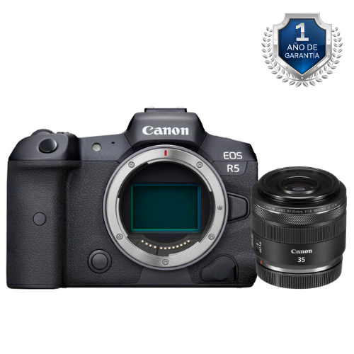 Cámara Canon EOS R5 con lente RF 35mm f1.8 macro is stm