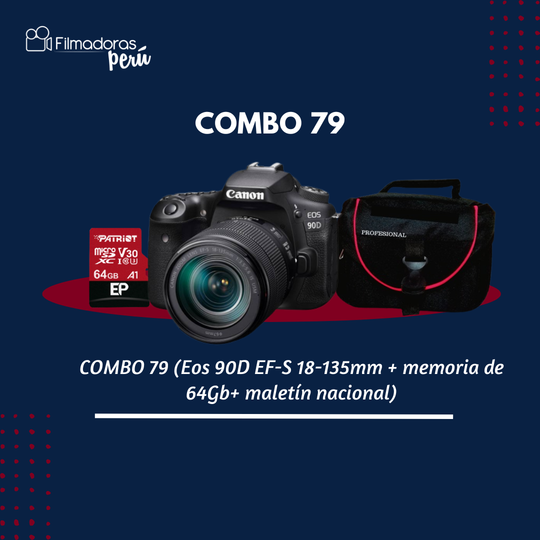 COMBO 79 (Eos 90D EF-S 18-135mm + memoria de 64Gb+ maletín nacional)