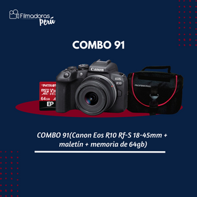 Cámara Canon Mirrorless EOS R10 con lente de 18-45 mm - Filmadorasperu