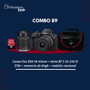 Cámara Canon Mirrorless EOS R50 con lente de 18-45 mm