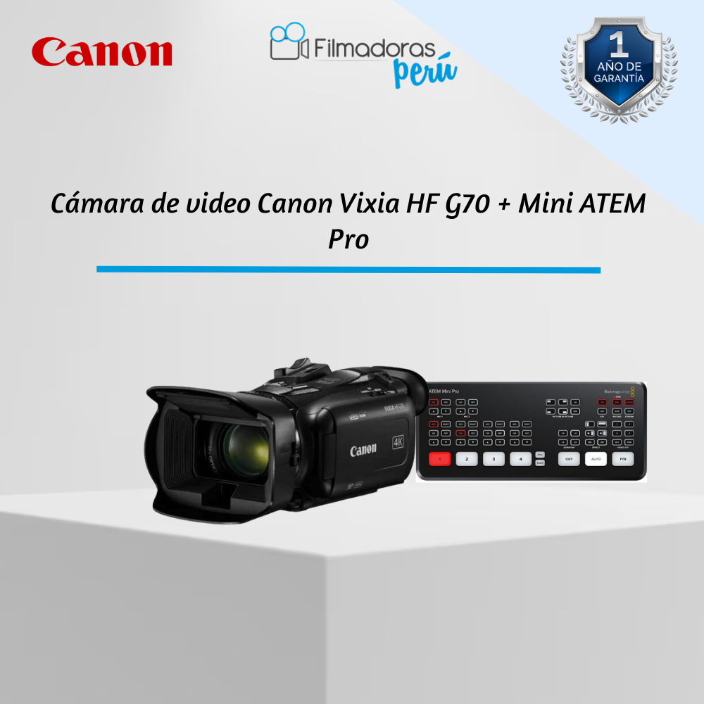 Cámara de video Canon Vixia HF G70 + Mini ATEM Pro