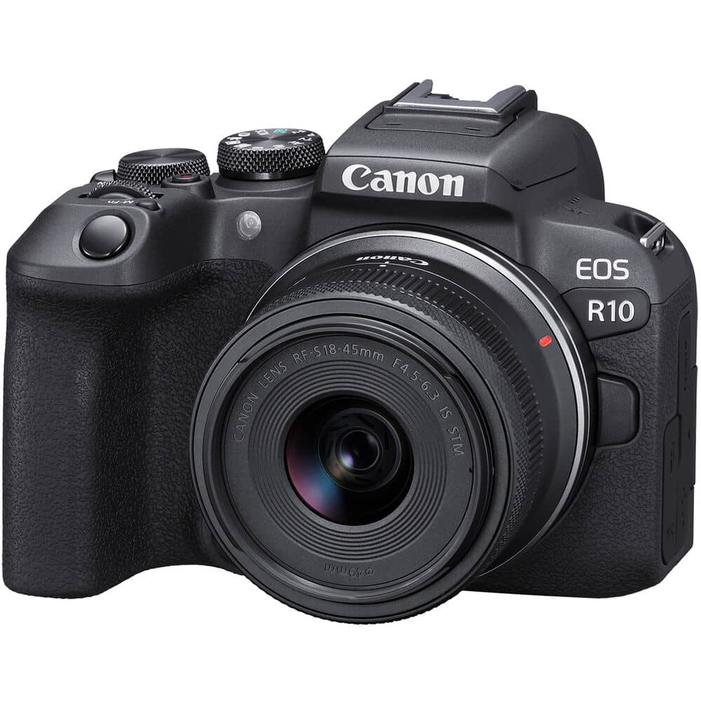 Cámara Canon Mirrorless EOS R10 con lente de 18-45 mm (maletín + memoria de 64gb)