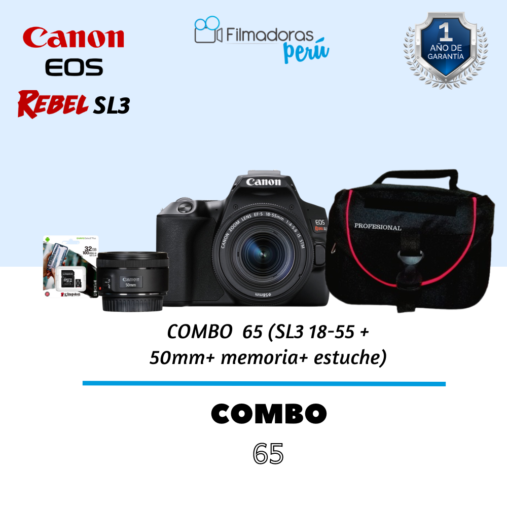 COMBO 65 (SL3 18-55 + 50mm+ memoria+ estuche)
