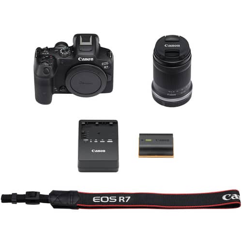 Cámara Canon Mirrorless EOS R7 con lente de 18-150 mm - Filmadorasperu